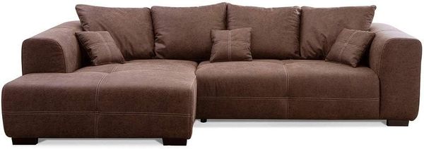 CAVADORE Ecksofa Mavericco inkl. Kissen / XXL-Eckcouch im modernen Design / Longchair links / 285 x 69 x 170 / Lederoptik cognac