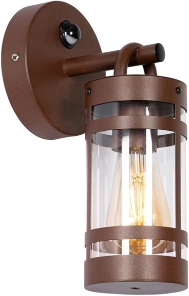 Qazqa Außen-Wandleuchte Ruben, ohne Leuchtmittel, E27, Rostbraun, Industrie, Edelstahl, 1-flammig