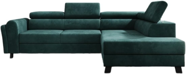 Designer Sofa Kira mit Schlaf- und Klappfunktion Samt Grün Rechts