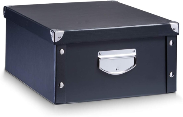 ZELLER PRESENT SCHÖNER LEBEN. PRAKTISCH WOHNEN. Zeller 17928 Aufbewahrungsbox, Pappe, Schwarz, ca. 40 x 33 x 17 cm