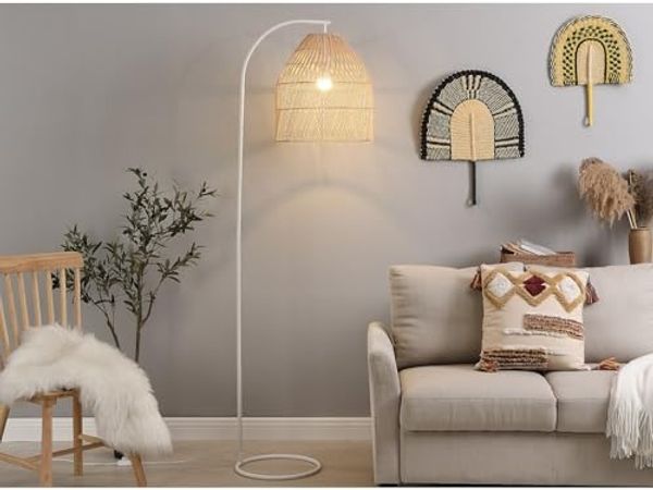 Vente-unique - PARNAIBA Floor lamp MetallRattan BeigeWeiß - B 40 cm x H 177 cm x L 55 cm Bild 4