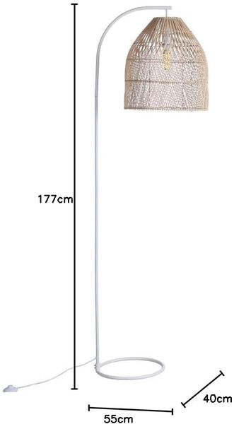 Vente-unique - PARNAIBA Floor lamp MetallRattan BeigeWeiß - B 40 cm x H 177 cm x L 55 cm Bild 6