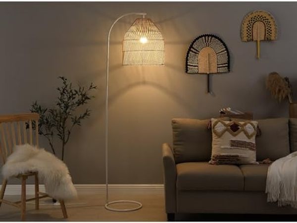 Vente-unique - PARNAIBA Floor lamp MetallRattan BeigeWeiß - B 40 cm x H 177 cm x L 55 cm Bild 3