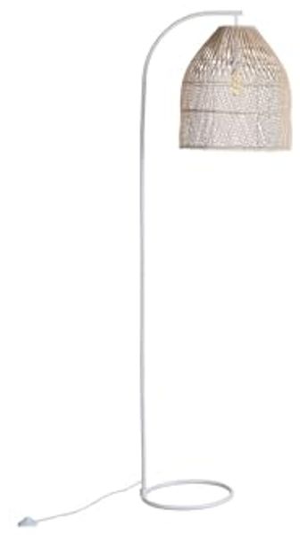 Vente-unique - PARNAIBA Floor lamp MetallRattan BeigeWeiß - B 40 cm x H 177 cm x L 55 cm