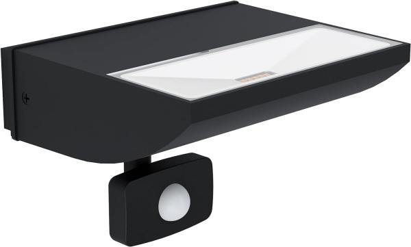 Eglo 99579 Wandleuchte SORRONARO Alu Kunststoff Up oder Downlight schwarz / Kunststoff transparent LxBxH:17,0x14,0x12,0cm - IP44 - 1X10,5W mit Sensor