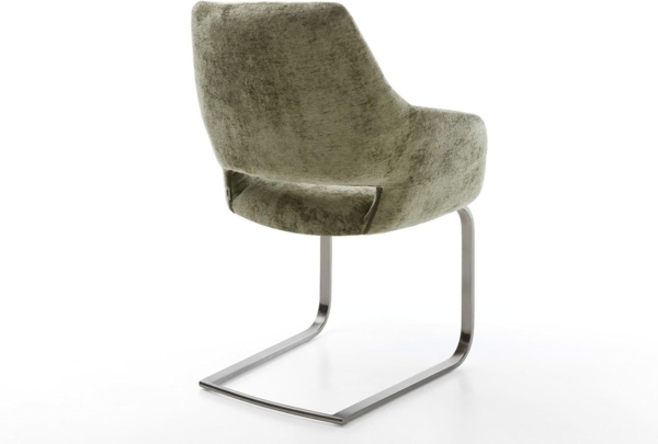 Freischwinger Yago-Flex mit Armlehnen Chenille Olive Freischwinger flach Graphit Taschenfederkern Bild 6