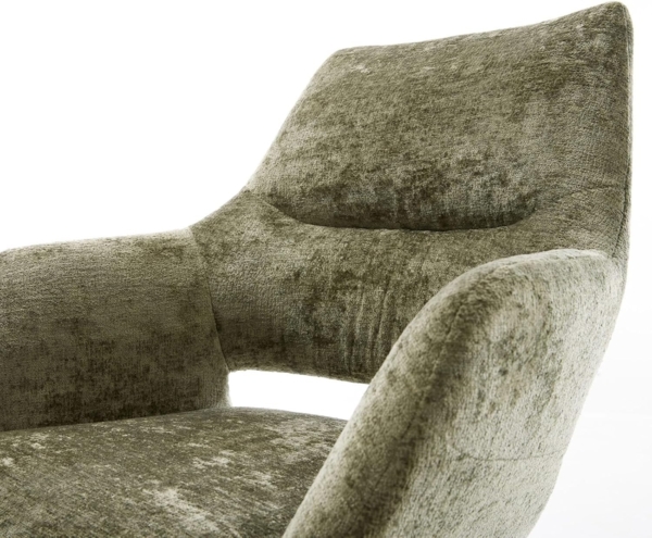 Freischwinger Yago-Flex mit Armlehnen Chenille Olive Freischwinger flach Graphit Taschenfederkern Bild 5