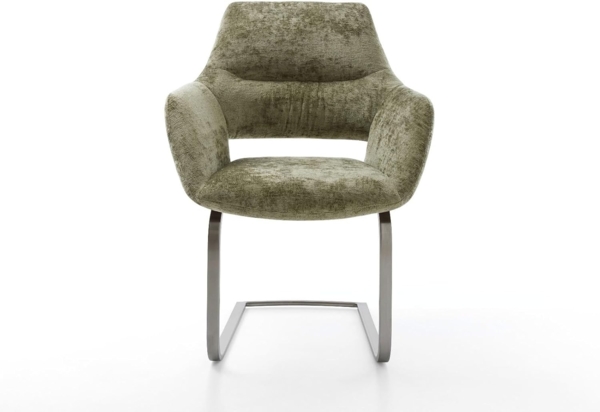 Freischwinger Yago-Flex mit Armlehnen Chenille Olive Freischwinger flach Graphit Taschenfederkern Bild 3