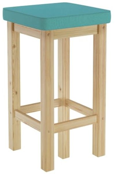Barhocker Holzhocker 60 cm verschiedene Polsterfarben Kiefer V-90.71-44P