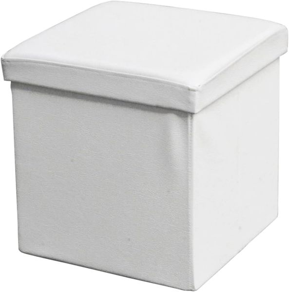 ECHTWERK Sitzwürfel StoreCube, faltbar, circa 38 x 38 x 38 cm, Kunstleder, Aufbewahrungsbox, weiß