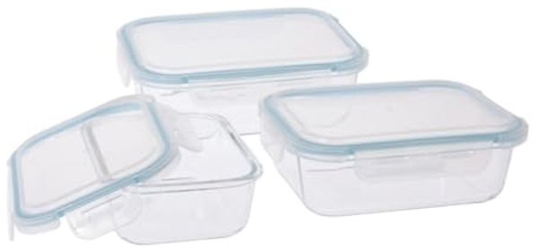 Bigbuy Home Set Lunchboxen aus Glas & Polypropylen (3-teilig)