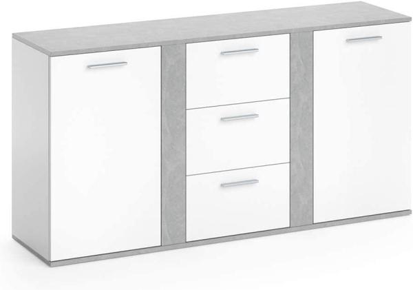 Vicco Sideboard Novelli Highboard Kommode Anrichte Schrank 2 Türen Weiß Beton