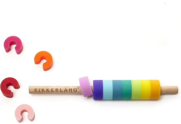 Kikkerland Küchenorganizer-Set Farben Glasmarkierer mit Holzstab im 12er Set