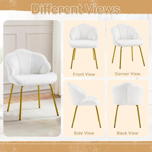 Yaheetech Sessel Loungesessel in Muschelform, Ohrensessel modern, Polsterstuhl mit Metallbeinen, Polyester, für Wohnzimmer/Schminktisch/Schlafzimmer, Weiß Bild 9