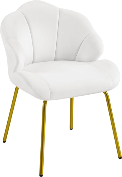 Yaheetech Sessel Loungesessel in Muschelform, Ohrensessel modern, Polsterstuhl mit Metallbeinen, Polyester, für Wohnzimmer/Schminktisch/Schlafzimmer, Weiß Bild 1