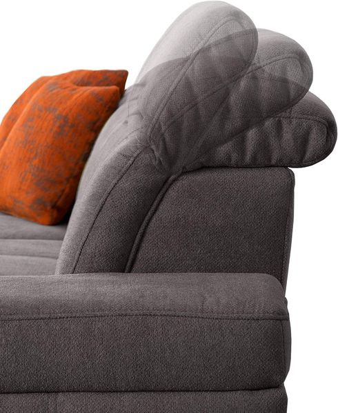 CAVADORE Ecksofa Mistrel mit Longchair XL links / Große Eck-Couch im modernen Design / Inkl. verstellbaren Kopfteilen / Wellenunterfederung / 273 x 77 x 173 / Kati Fango Bild 4