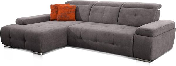 CAVADORE Ecksofa Mistrel mit Longchair XL links / Große Eck-Couch im modernen Design / Inkl. verstellbaren Kopfteilen / Wellenunterfederung / 273 x 77 x 173 / Kati Fango Bild 5