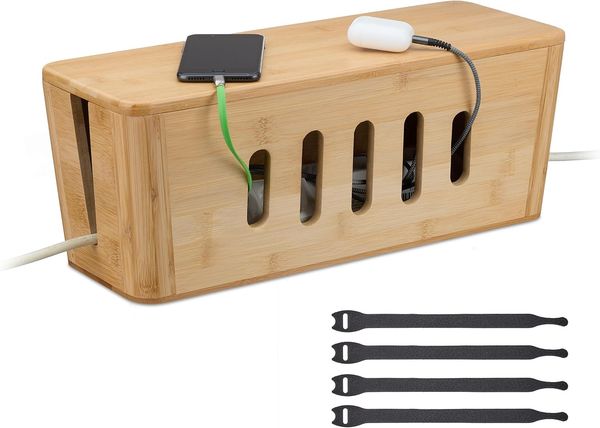 Relaxdays Kabelbox aus Bambus