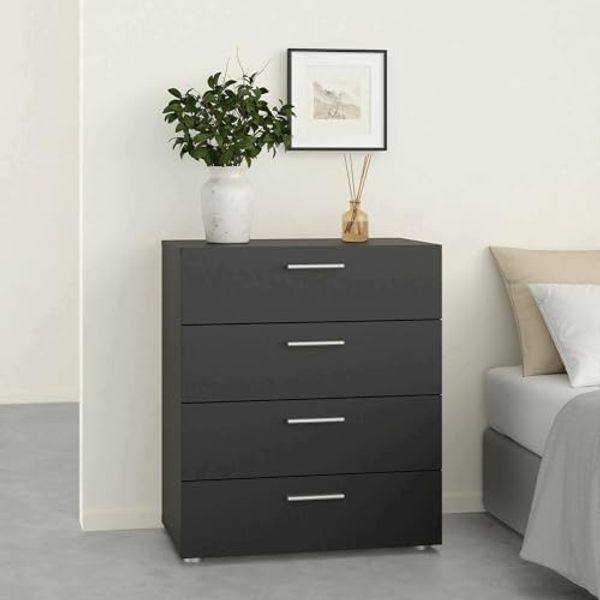 Dmora - Kommode Nina, Mehrzweckkommode, Schlafzimmerkommode, Schrank mit Schubladen, 70x40 h82 cm, Schwarz