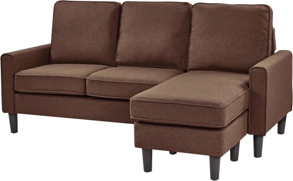 3-Sitzer Sofa Polsterbezug mit Ottomane braun AVESTA Bild 9
