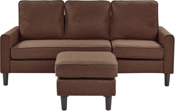 3-Sitzer Sofa Polsterbezug mit Ottomane braun AVESTA