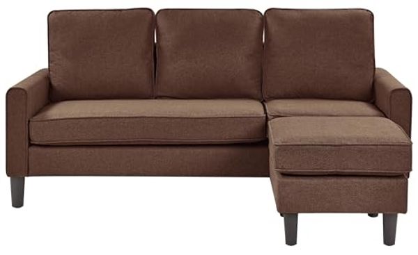 3-Sitzer Sofa Polsterbezug mit Ottomane braun AVESTA