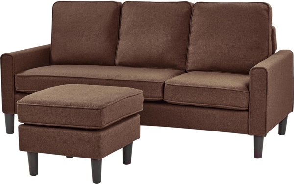 3-Sitzer Sofa Polsterbezug mit Ottomane braun AVESTA Bild 7