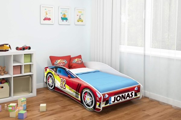 Kinderbett Autobett Auto Junior mit Lattenrost und Matratze 140x70 160x80 180x80 ACMA (160x80, 4 + Name) Bild 2