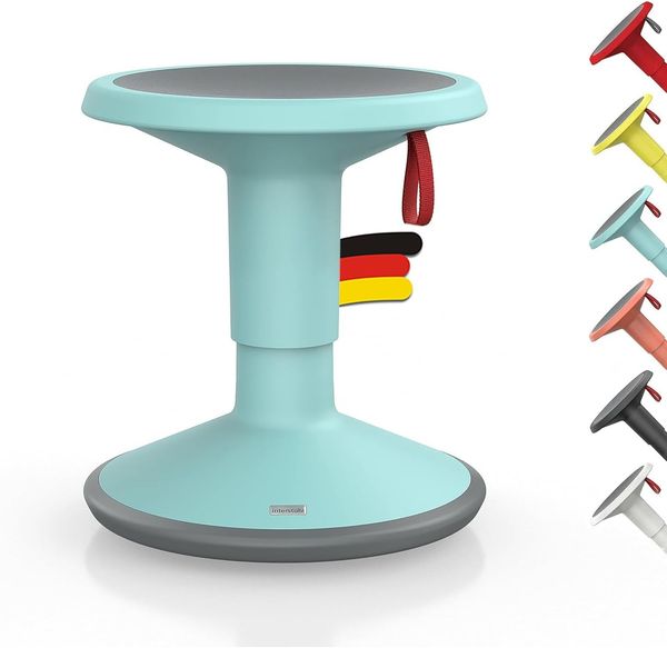 Interstuhl UPis1 - ergonomischer Sitzhocker mit Schwingeffekt - höhenverstellbar - Hocker mit rutschhemmender Standfläche & Kippschutz - Sitzhocker für gesünderes Arbeiten (Pastelltürkis)