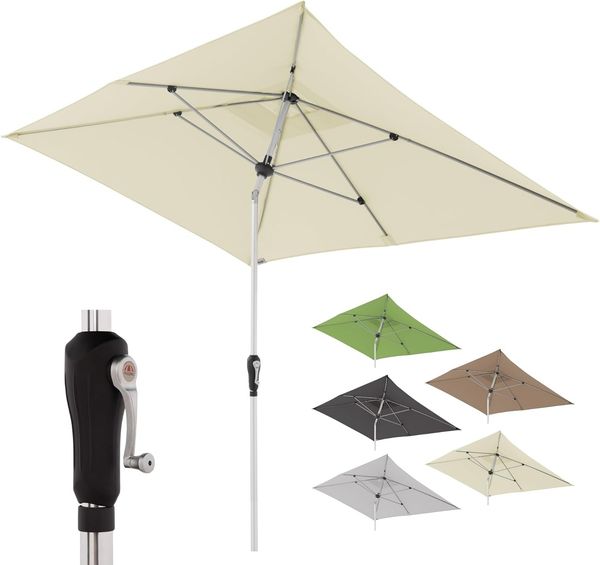 Doppler Aluminium Sonnenschirm SL-AZ 190x290 - Rechteckiger Sonnenschutz für Balkon/Terrasse - Knickbar - 190x290 cm - Natur