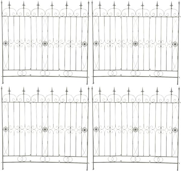 4er Set Gartenzäune Mangold (Farbe: antik-grün)