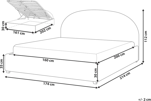 Bett mit Stauraum Stoff VAUCLUSE 160 x 200 cm Hellblau Bild 3