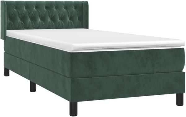 vidaXL Boxspringbett mit Matratze Dunkelgrün 90x190 cm Samt 3131114