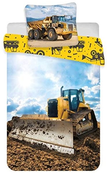 Bulldozer Baby Bettwäsche Bettbezug 100x135 cm, Kopfkissenbezug 40x60 cm, Baumwolle
