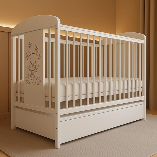 Alavya Home® Babybett TORA, Gitterbett 60x120 cm mit Schubladen, verstellbar & Stäbe herausnehmbar