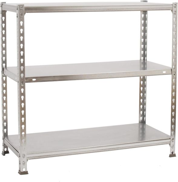Simon Rack Ecoclick Regal mit 3 Ebenen, 70 kg Tragkraft und Biegepunkt, 900 x 1000 x 500 mm, Schwerlastregal, Garagenregal, verzinkt