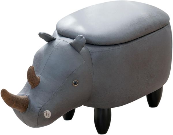 SVITA Kinderhocker Tierhocker, mit Stauraum, Sitzhocker, Sitztruhe, Nashorn