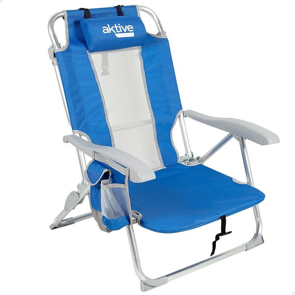 AKTIVE Faltbarer Strandstuhl, Aluminium + Textil 1x1, Himmelblau, Talla unica
