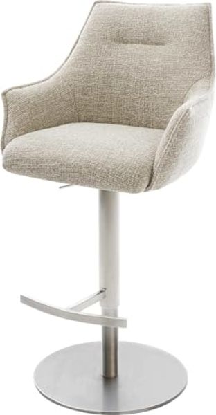 Barstuhl Alja-Flex Webstoff Soft Beige Drehfuß höhenverstellbar Edelstahl Silberfarben Taschenfederkern