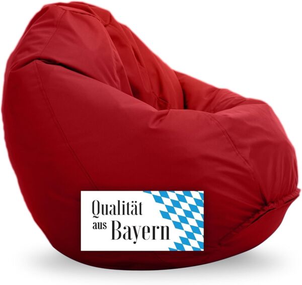 Bruni Kinder-Sitzsack Classico S in Rot – Sitzsack mit Innensack für Kinder, Abnehmbarer Bezug, lebensmittelechte EPS-Perlen als Bean-Bag-Füllung, aus Deutschland