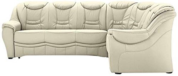 Cavadore Ecksofa Bensil mit Federkern / Polsterecke mit Bettfunktion / 265 x 94 x 215 / Lederoptik Creme