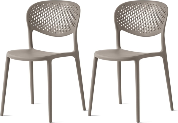 Connubia, 2 Stühle Abby mit gelochter Rückenlehne, aus recyceltem Polypropylen, 100% Taupe matt Bild 1