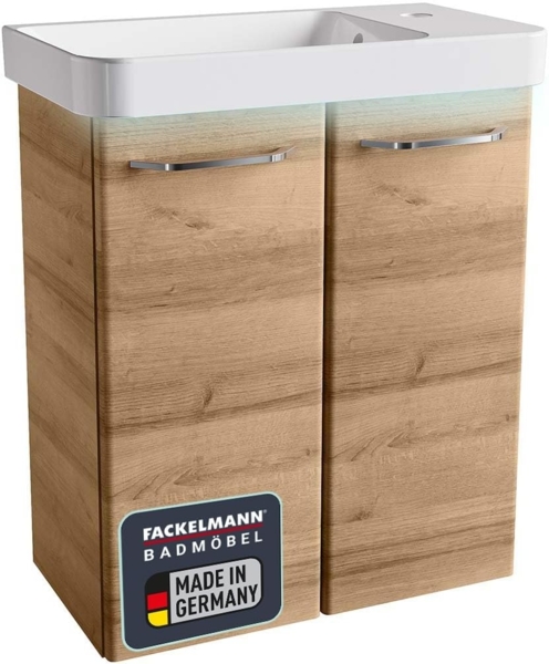 Fackelmann MILANO Gäste-WC Set 3-teilig, 55 cm breit, Braun hell, Keramik