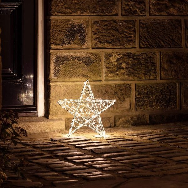 Lights4fun LED-Stern für außen 35cm LED Stern Weihnachtsdeko außen, LED fest integriert, Weihnachtsbeleuchtung (H) 35 x (B) 35 x (T) 10cm