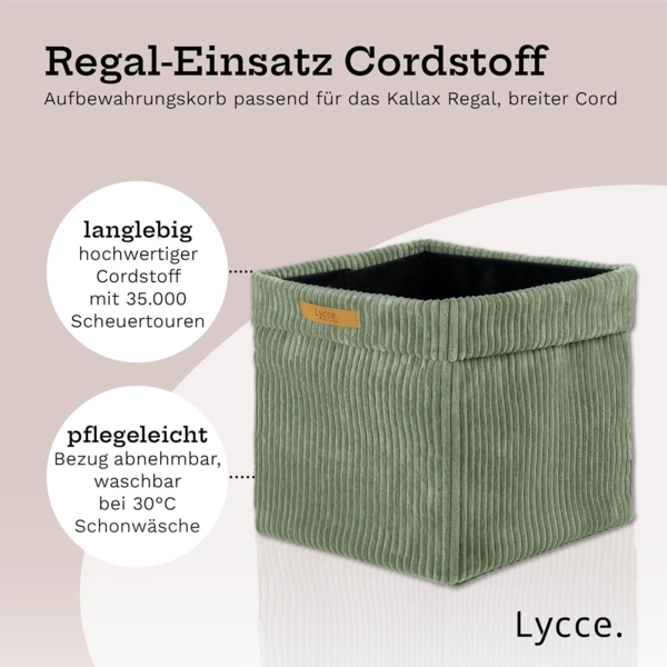 Lycce Regalkorb Kallax Boxen Cord 1 Stk. salbei, Aufbewahrungsbox faltbar 33x33x31cm (1 St) Bild 2