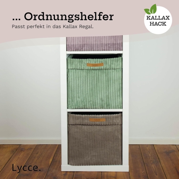 Lycce Regalkorb Kallax Boxen Cord 1 Stk. salbei, Aufbewahrungsbox faltbar 33x33x31cm (1 St) Bild 8