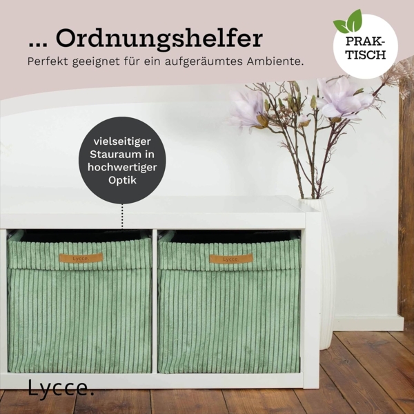 Lycce Regalkorb Kallax Boxen Cord 1 Stk. salbei, Aufbewahrungsbox faltbar 33x33x31cm (1 St) Bild 5
