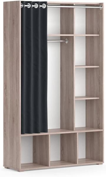 Vicco Kleiderschrank Schlafzimmerschrank Garderobe Luigi Sonoma 106 x 178 cm modern Schrankregal Organizer Vorhang Kleiderstange Fächer Aufbewahrung Ablage