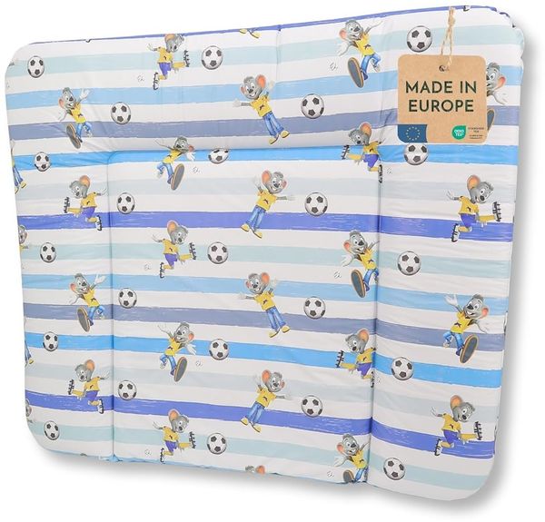 pic Bear Wickelauflage - hochwertige Wickelmatte - Wickeltischauflage - pflegeleichte Wickelunterlage - Auflage Wickelkommode - 85x72 cm - Streifen blau-weiß