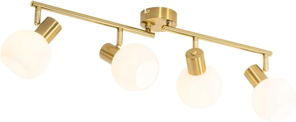 Qazqa LED Aufbaustrahler Anouk, ohne Leuchtmittel, E14, Gold, Art Deco, Glas, 4-flammig